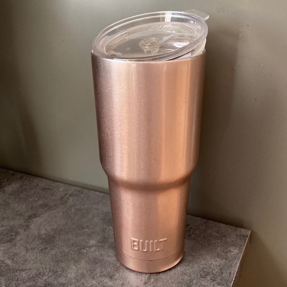 BUILT 30 Ounce Double Walled Stainless Steel Tumbler in a ROSE GOLD hue.